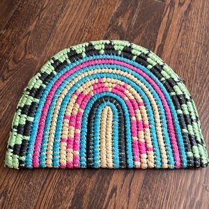 Anthropologie straw raffia rainbow clutch